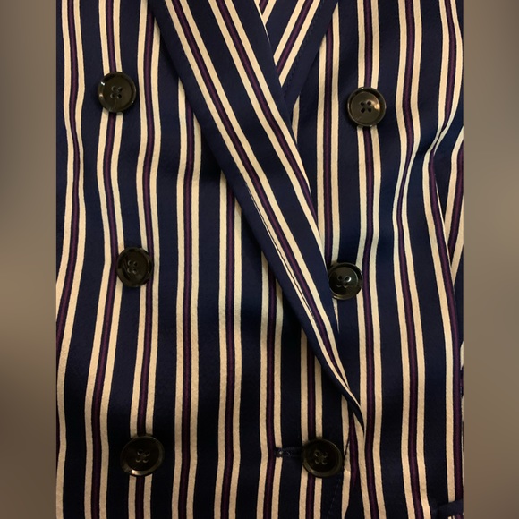 Banana Republic Blazer Satin Blue Burgundy White Stripes Size 10 - Picture 3 of 7